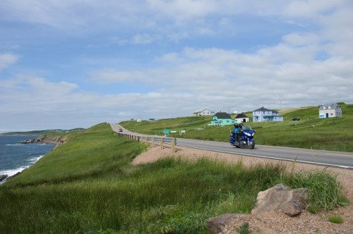 Motorcyclists enjoy coastal scenery on the Cabot Trail at Cap LeMoine - Credit Photo Nova Scotia Tourism